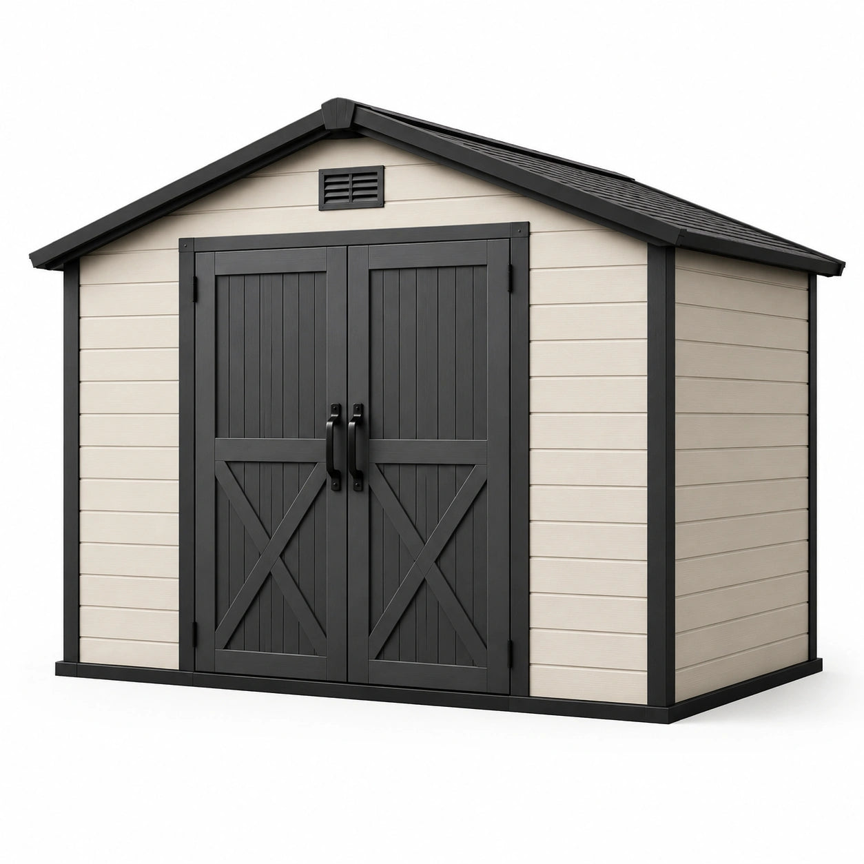Abri de jardin en plastique beige/noir 185x152x226 cm