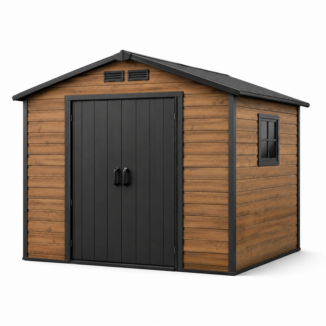 Abri de jardin en bois composite brun et noir 315x239x252 cm
