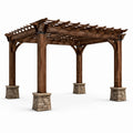 Pergola en bois avec piliers en pierre reconstituée 3x3m