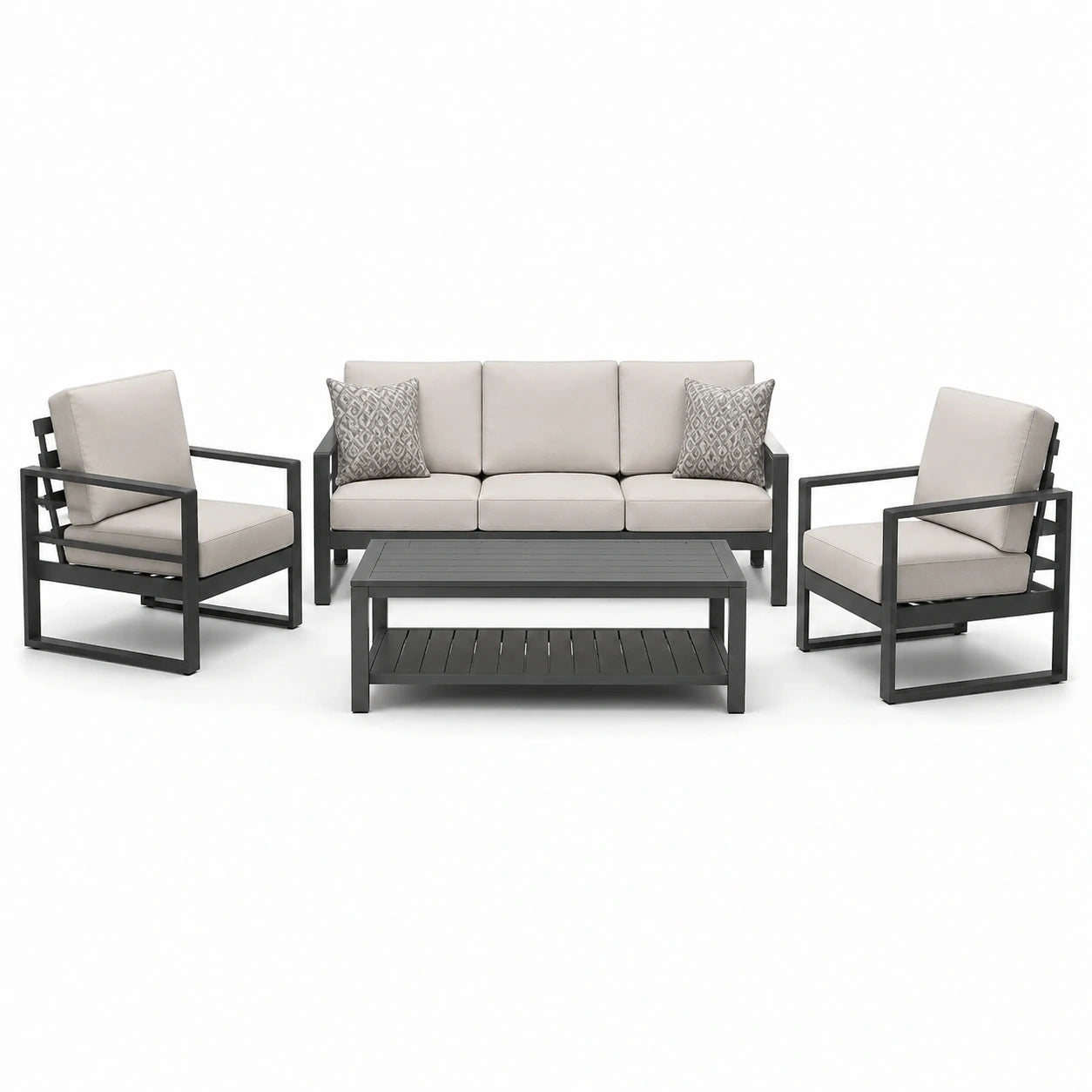 Ensemble de mobilier d'extérieur en aluminium et polyester