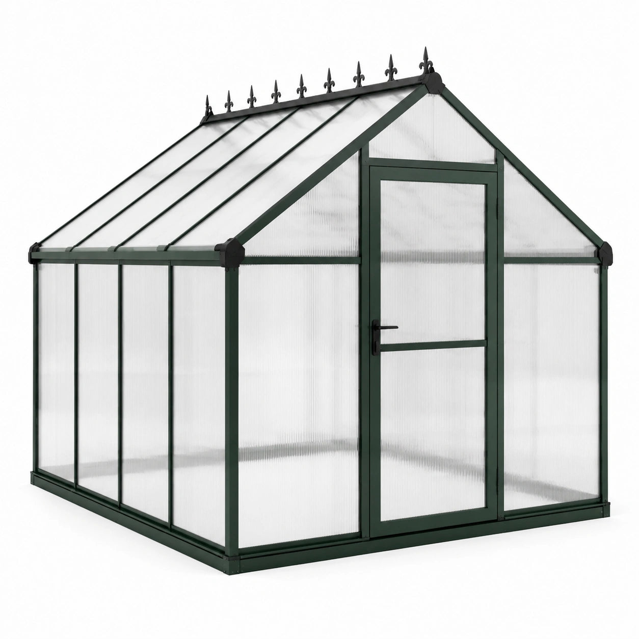Serre de jardin en aluminium et polycarbonate alvéolaire vert 4 mm