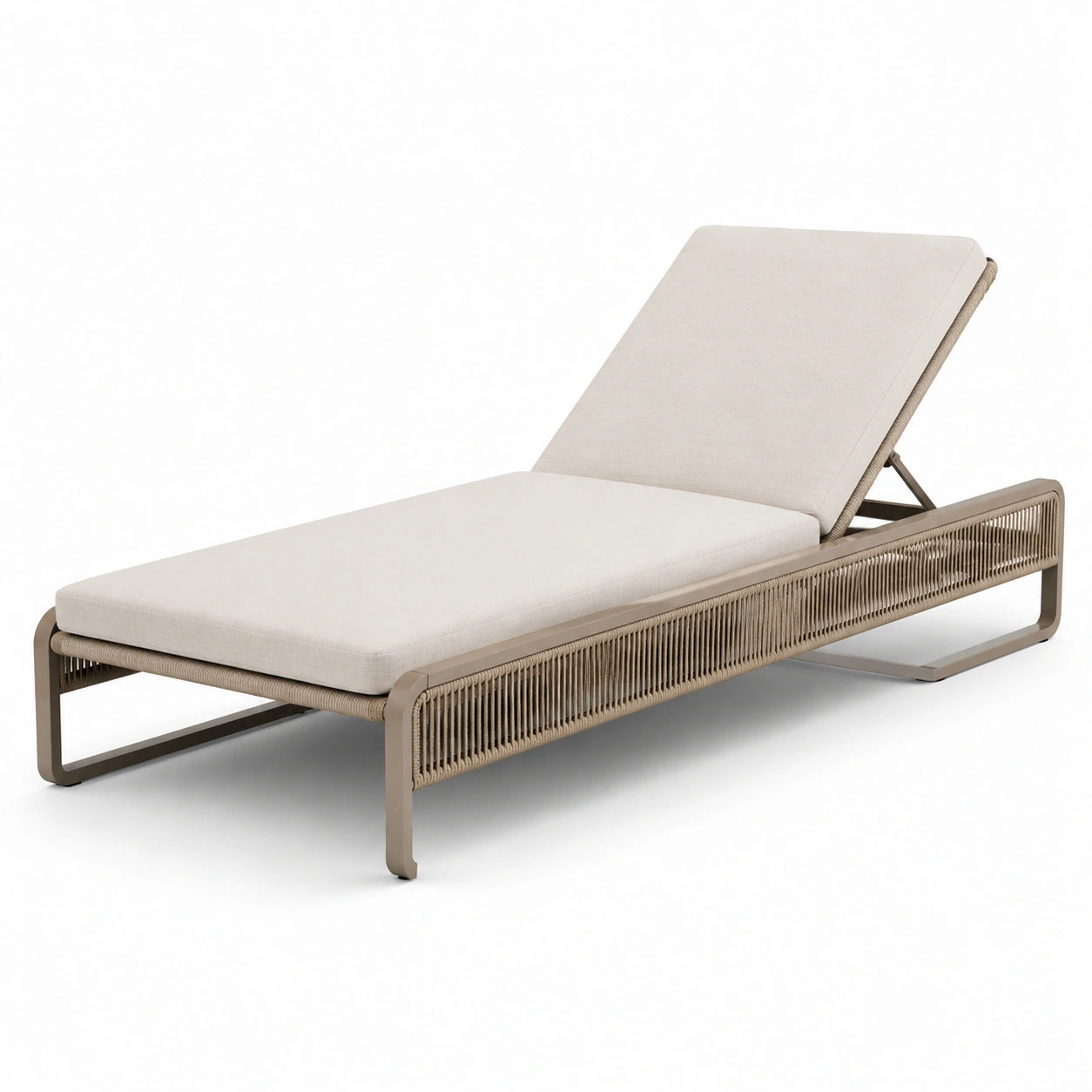 Chaise longue aluminium corde polyester beige réglable 200x75x35 cm