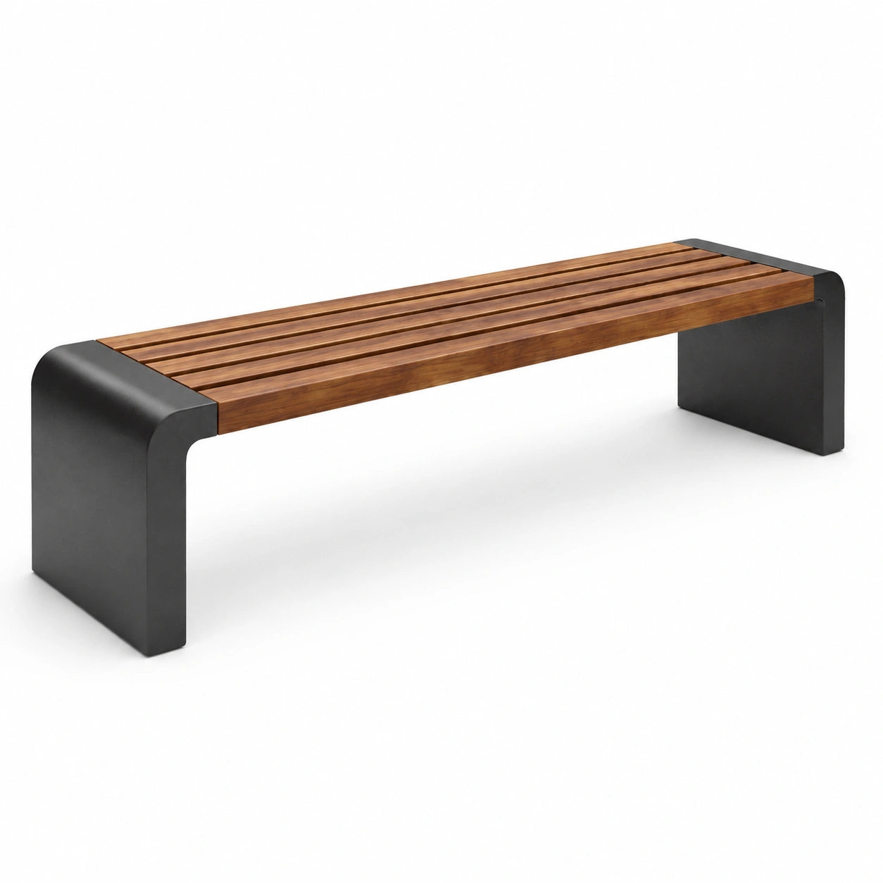 Banc en bois d'acacia et métal noir extérieur