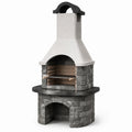 Barbecue extérieur en pierre et béton avec cheminée