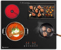 AMZCHEF Plaque de cuisson, 60 cm, Compatible avec tous les Ustensiles de Cuisine, acier inoxydable, 9 Niveaux, 7200 W, 2200 W, 7200W
