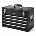 Boîte à outils en métal noire à 4 tiroirs avec poignée