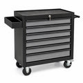 Chariot à outils en métal avec roulettes, 7 tiroirs, noir/gris