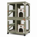 Cage pour chat en bois et métal avec coussins 120x60x140cm