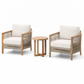 Ensemble de fauteuils en teck et corde avec table d'appoint