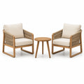 Ensemble en bois de teck avec deux fauteuils et une table ronde