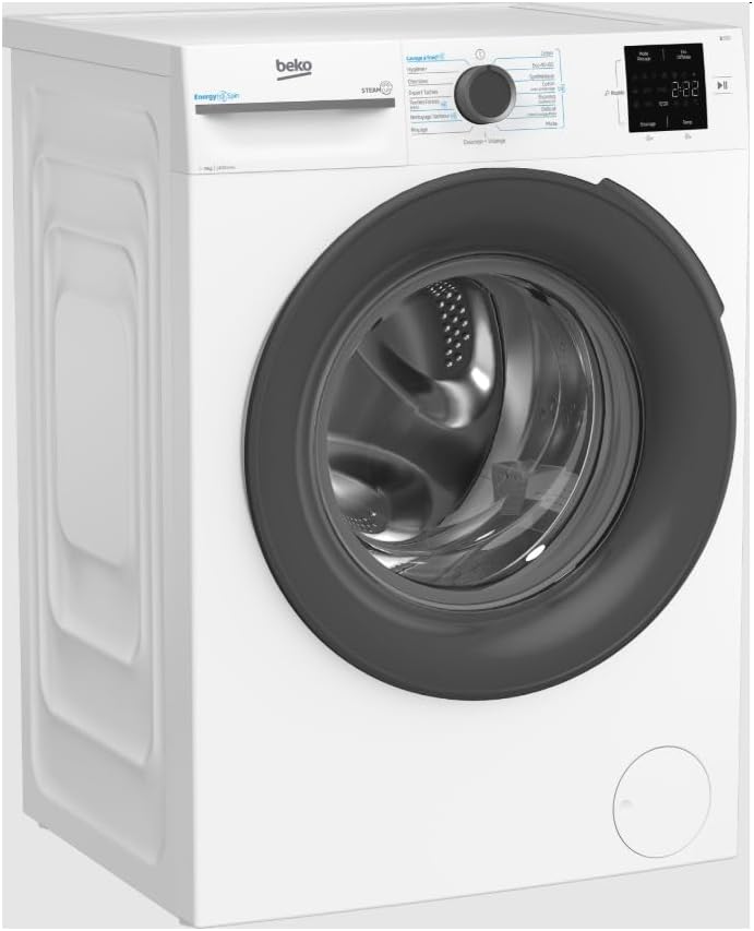 Beko BM14WFU39410 Lave-linge, 55 L, acier inoxydable, 1400 tr/min, 9kg, 15 programmes, fonction vapeur
