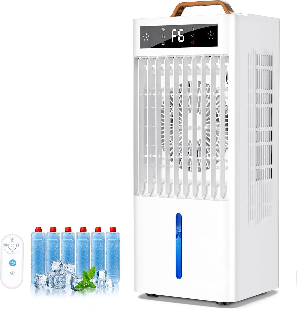Ashihoti Rafraîchisseur d'air évaporatif 4-en-1, 6 vitesses, 3 modes, réservoir 3 gal, télécommande