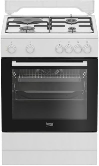 Beko Cuisinière, FBS63121WD, verre, 73l, 3 foyers