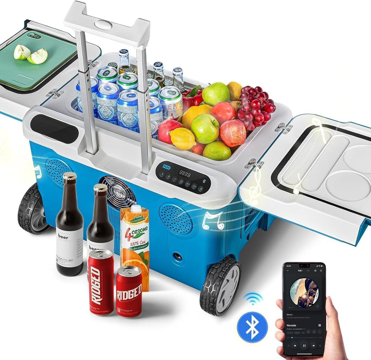 AAOBOSI Réfrigérateur, -4°F~68°F avec 12/24V DC, 12 V, 100-240VAC pour Camping, 40 qt 100-240VAC, 36L, 8000mAh, 40db, 40 qt, Bluetooth, Beach